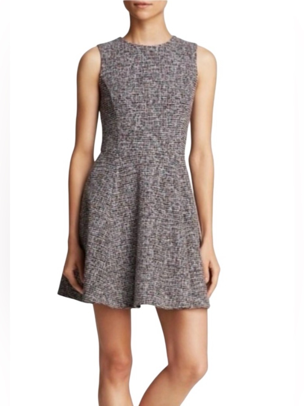 Theory Dress Tillora Size 6  Navy Ivory Red Multicolored Tweed Cotton Blend $298